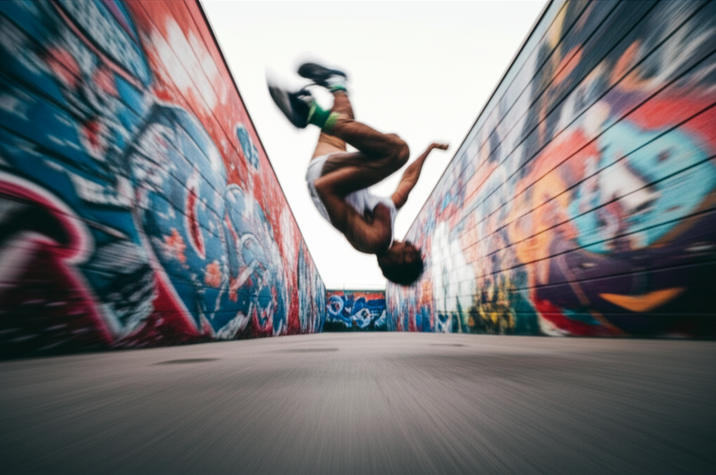 Freerunner voert een flip uit